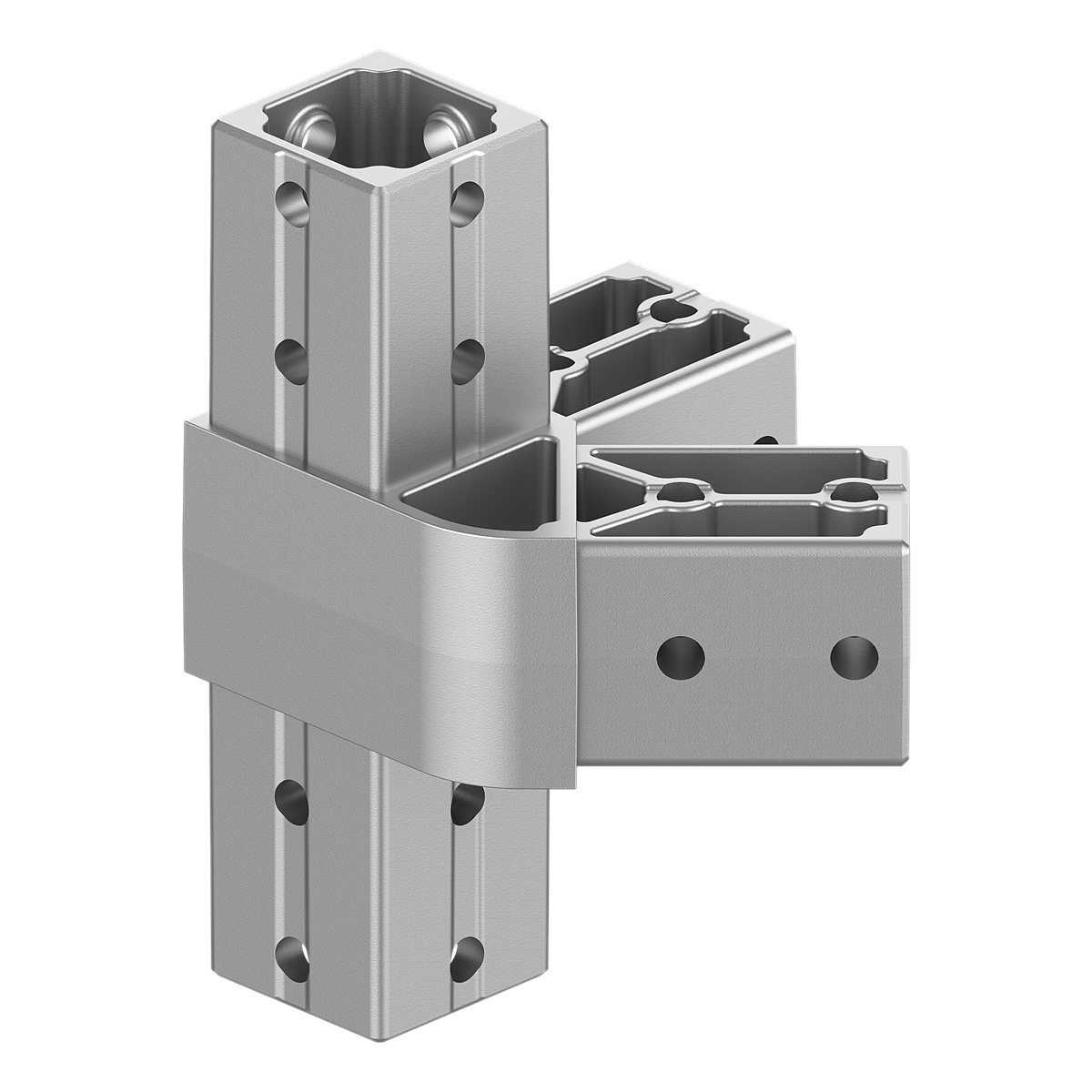 40x40 mm Kutu Profillerle Uyumlu 45° Açılı Üst Yönlü Dört Yollu Kenar Bağlantı Konnektörü 4040HA04-4