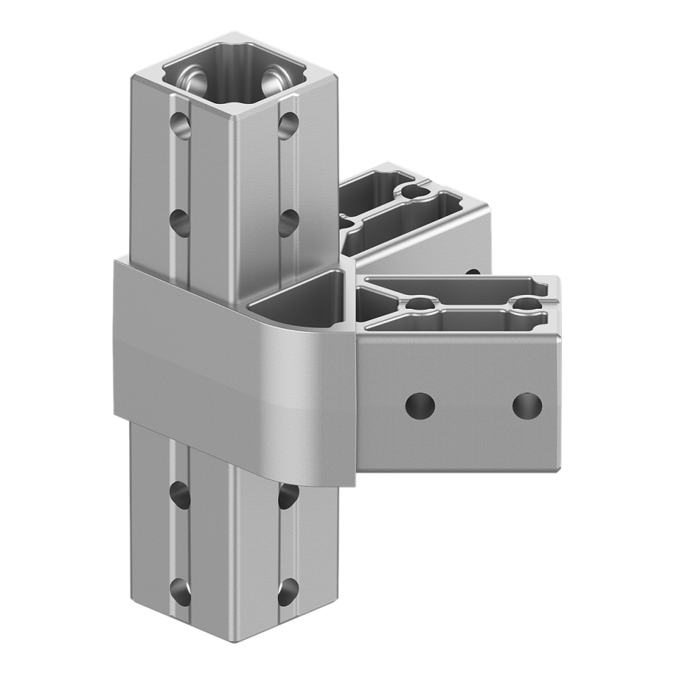 40x40 mm Kutu Profillerle Uyumlu 45° Açılı Üst Yönlü Dört Yollu Kenar Bağlantı Konnektörü 4040HA04-4