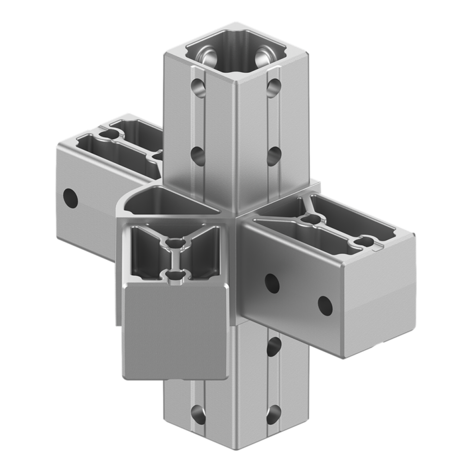 40x40 mm Kutu Profillerle Uyumlu 45° Açılı Beş Yollu Yüzey Bağlantı Bağlantı Konnektörü 4040HA05-1