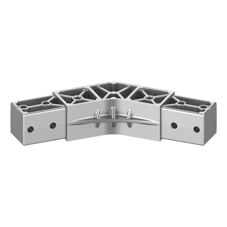 40x40 mm Kutu Profillerle Uyumlu 22,5° Açılı Aşıksız İki Yollu Mertek Bağlantı Konnektörü 4040MR02-1