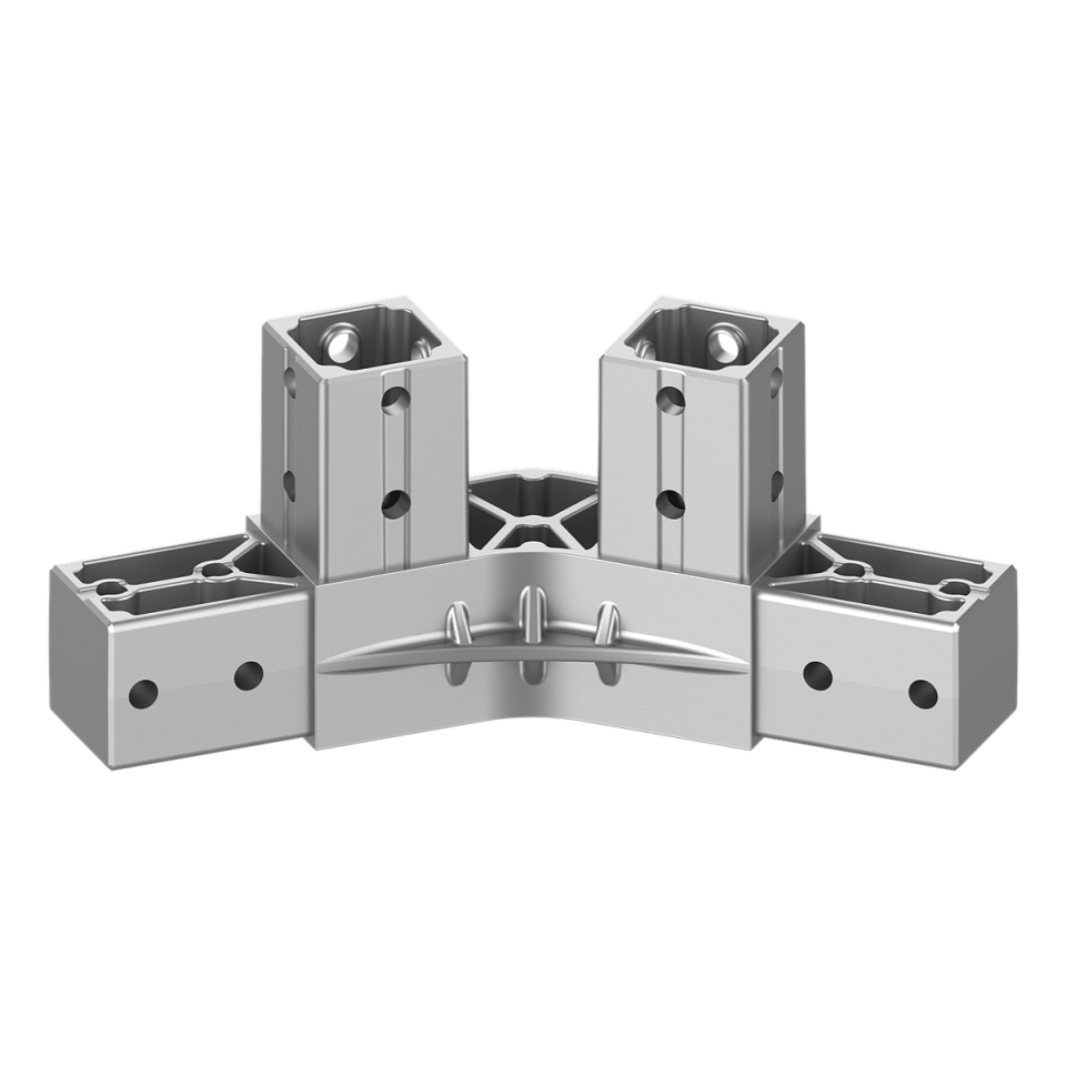 40x40 mm Kutu Profillerle Uyumlu 22,5° Açılı Tek Yön Aşıklı Dört Yollu Mahya Bağlantı Konnektörü 4040MR04-1