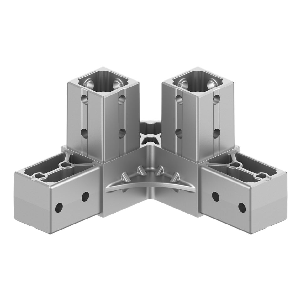 40x40 mm Kutu Profillerle Uyumlu 45° Açılı Tek Yön Aşıklı Dört Yollu Mahya Bağlantı Konnektörü 4040HR04-1