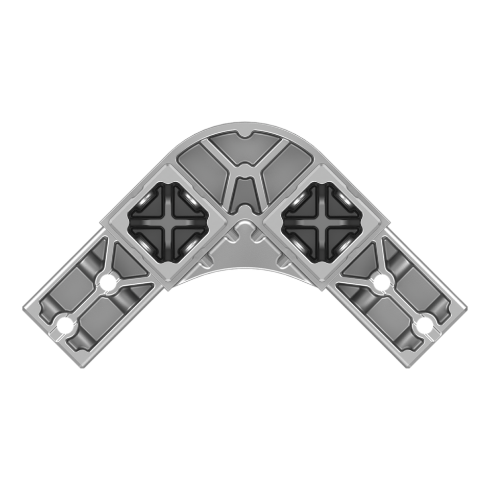 40x40 mm Kutu Profillerle Uyumlu 45° Açılı Çift Yön Aşıklı Dört Yollu Mahya Bağlantı Konnektörü 4040HR06-1