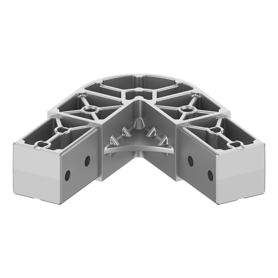 40x40 mm Kutu Profillerle Uyumlu 60° Açılı Aşıksız İki Yollu Mertek Bağlantı Konnektörü 4040ER02-1
