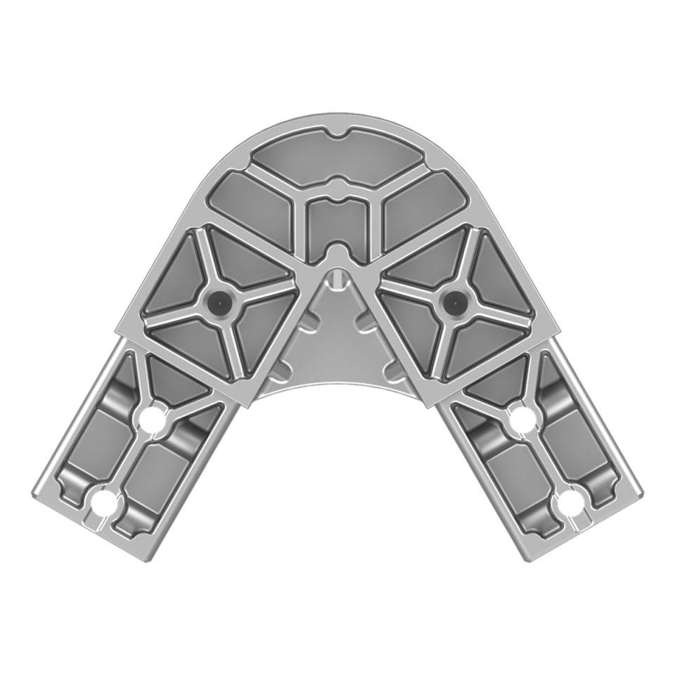 40x40 mm Kutu Profillerle Uyumlu 60° Açılı Aşıksız İki Yollu Mertek Bağlantı Konnektörü 4040ER02-1