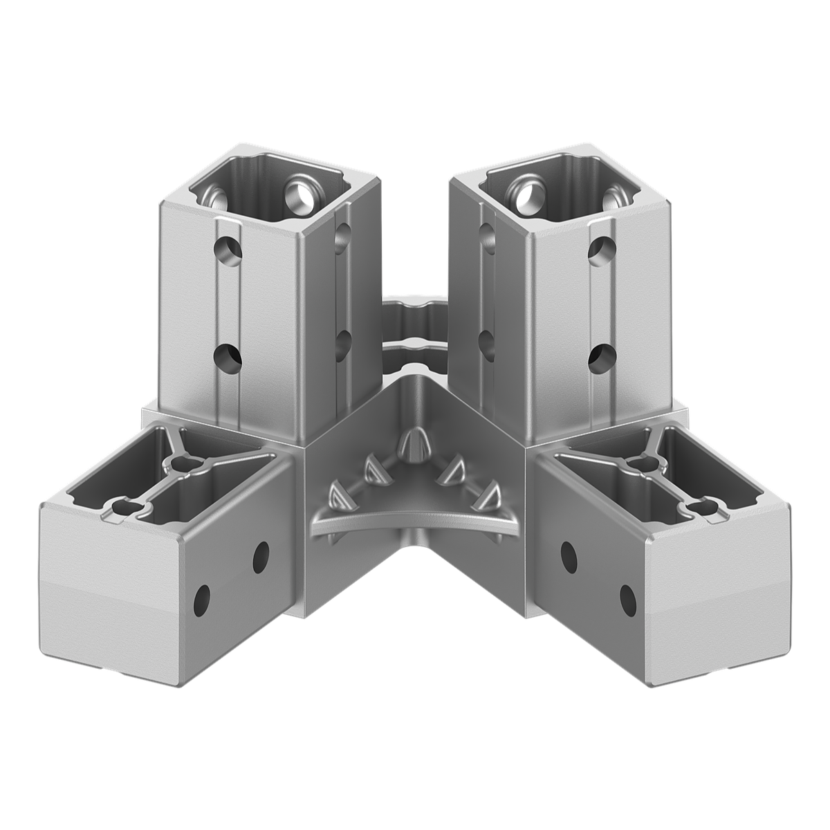 40x40 mm Kutu Profillerle Uyumlu 60° Açılı Tek Yön Aşıklı Dört Yollu Mahya Bağlantı Konnektörü 4040ER04-1