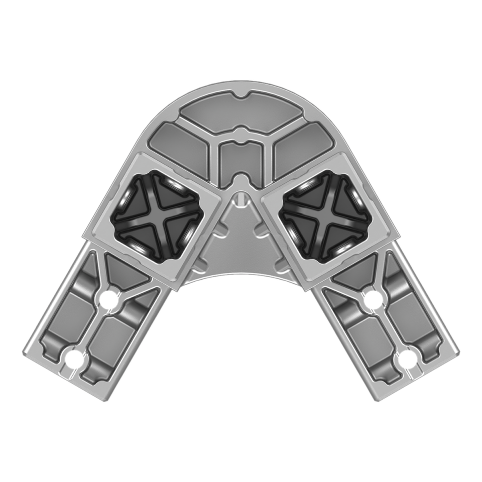 40x40 mm Kutu Profillerle Uyumlu 60° Açılı Tek Yön Aşıklı Dört Yollu Mahya Bağlantı Konnektörü 4040ER04-1