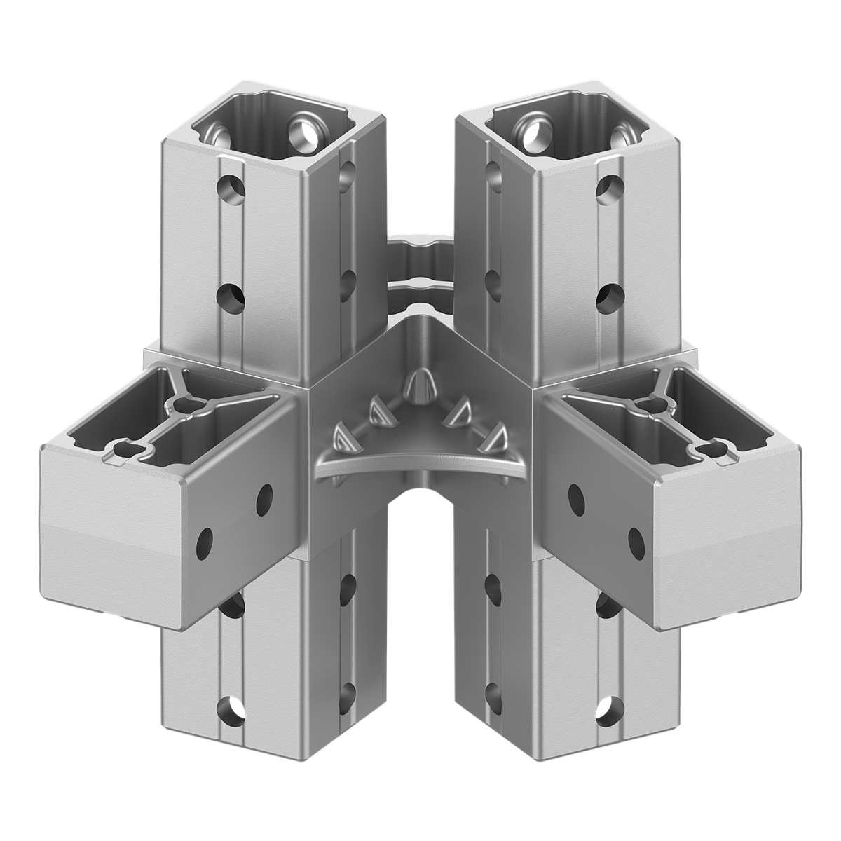 40x40 mm Kutu Profillerle Uyumlu 60° Açılı Çift Yön Aşıklı Dört Yollu Mahya Bağlantı Konnektörü 4040ER06-1
