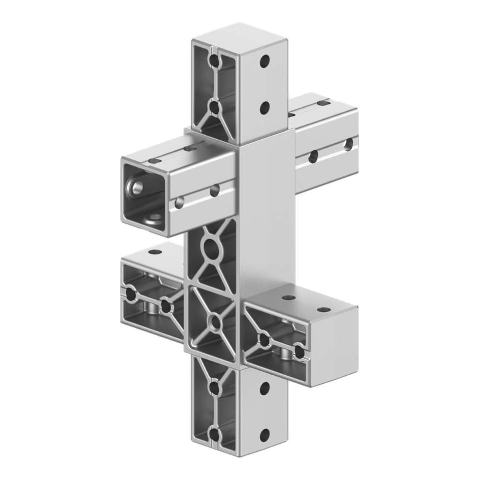 40x40 mm Kutu Profillerle Uyumlu Altı Yollu Özel Uygulama Bağlantı Konnektörü 4040SP06-1