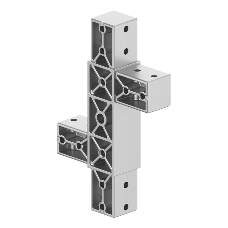 40x40 mm Kutu Profillerle Uyumlu Dört Yollu Özel Uygulama Parçası 4040SP04-1