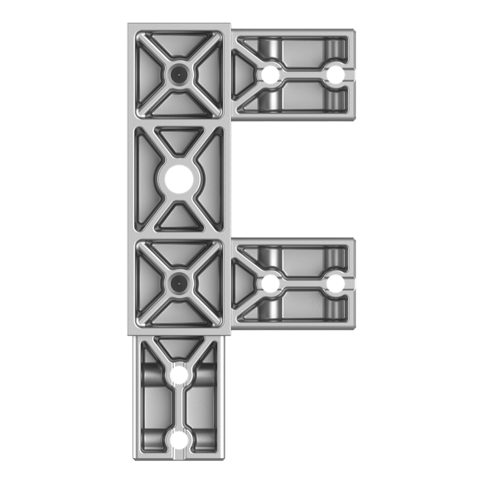 40x120 mm Kesitli Üç Yollu Özel Köşe Bağlantı Konnektörü 4012CR03-1