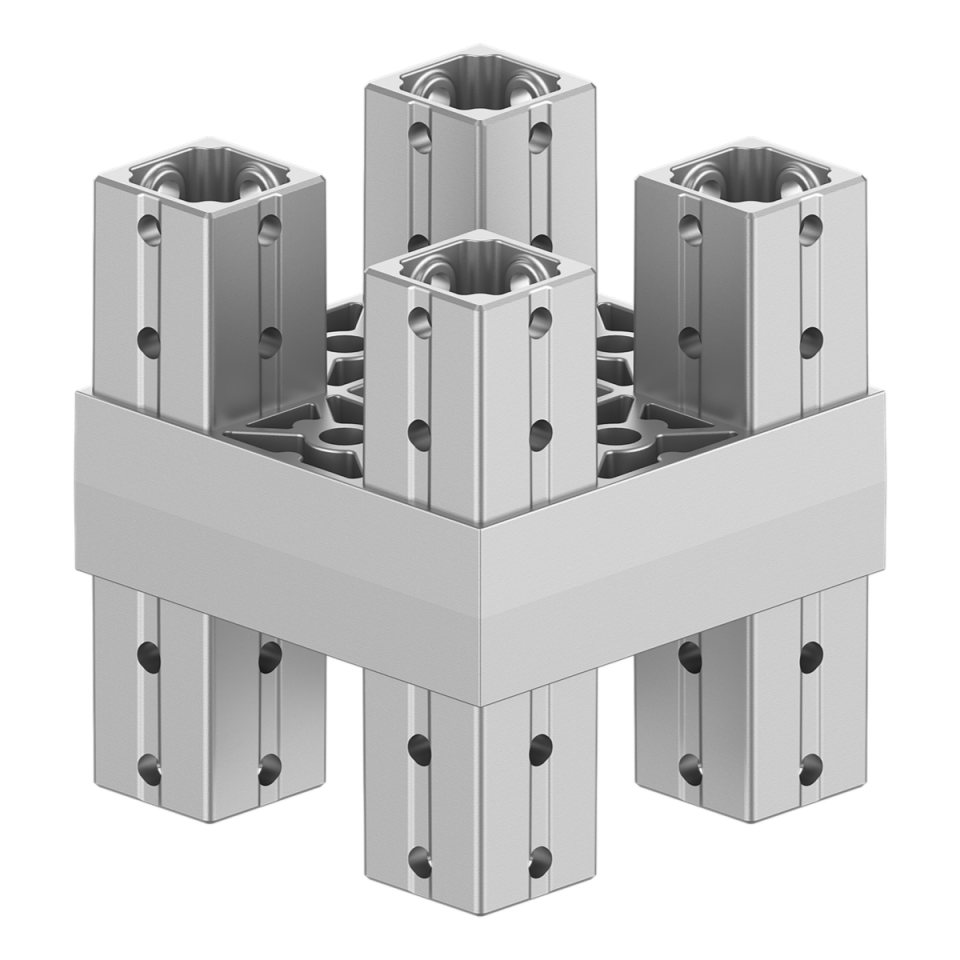 120x120 mm Kesitli Sekiz Yollu Düz Kolon Bağlantı Konnektörü 1212LN08-1